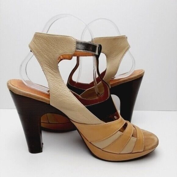 Anthropologie CHIE MIHARA Strappy Sandals Pumps Cream Leather Sz US 9 EUR 39 - Picture 9 of 13